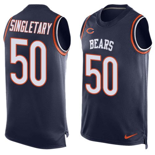 Nike Bears #50 Mike Singletary Navy Blue Team Color Men's Stitched NFL Limited Tank Top Jersey - Click Image to Close
